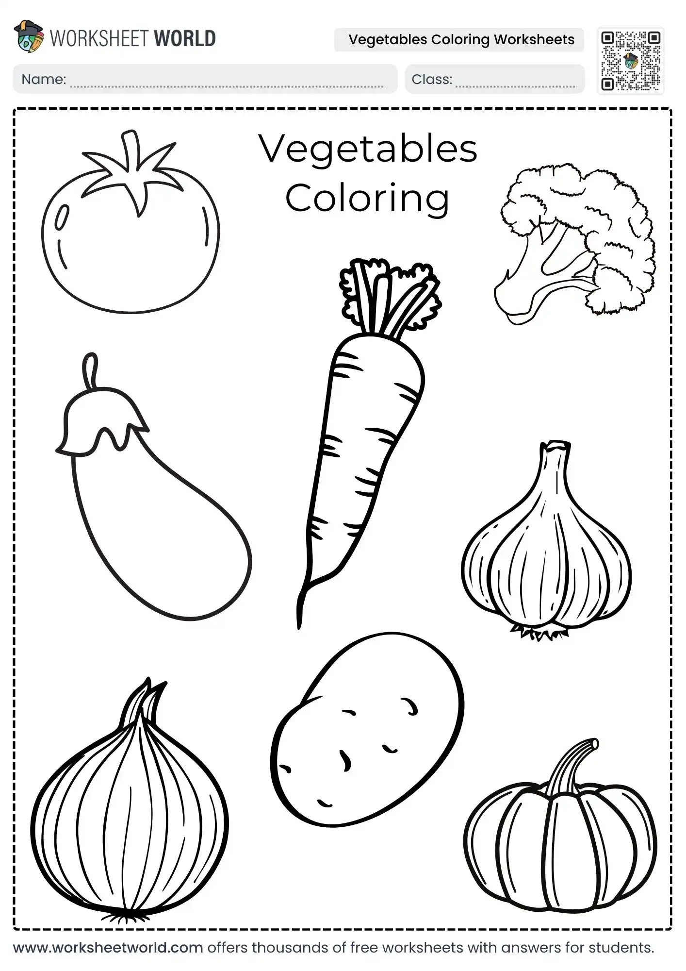 Best Educational Vegetables Coloring Worksheets (Free PDF) 1 printable vegetables coloring worksheets with broccoli eggplant onion and garlic