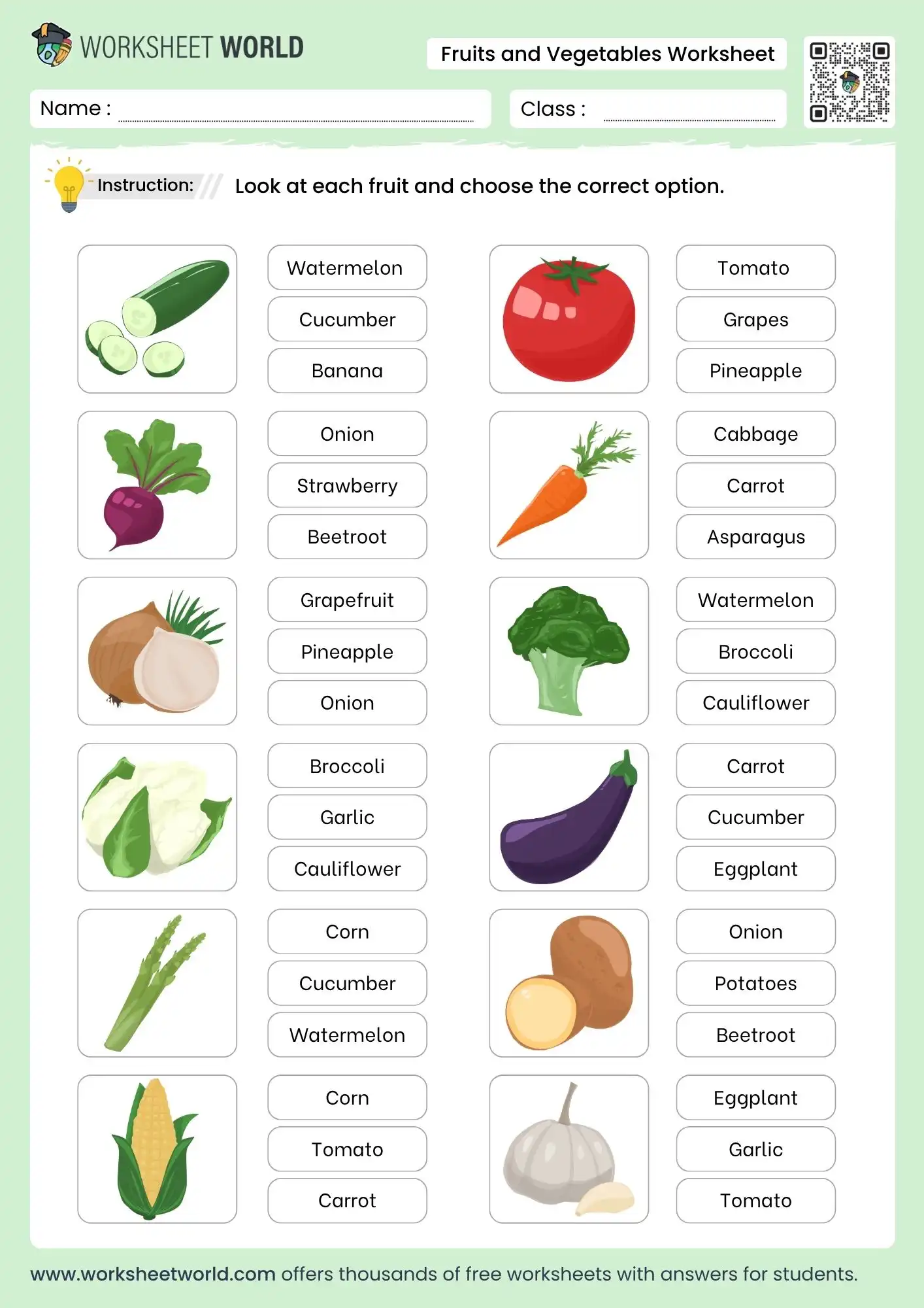 vegetables worksheet for class 1 and class 2 printable activity