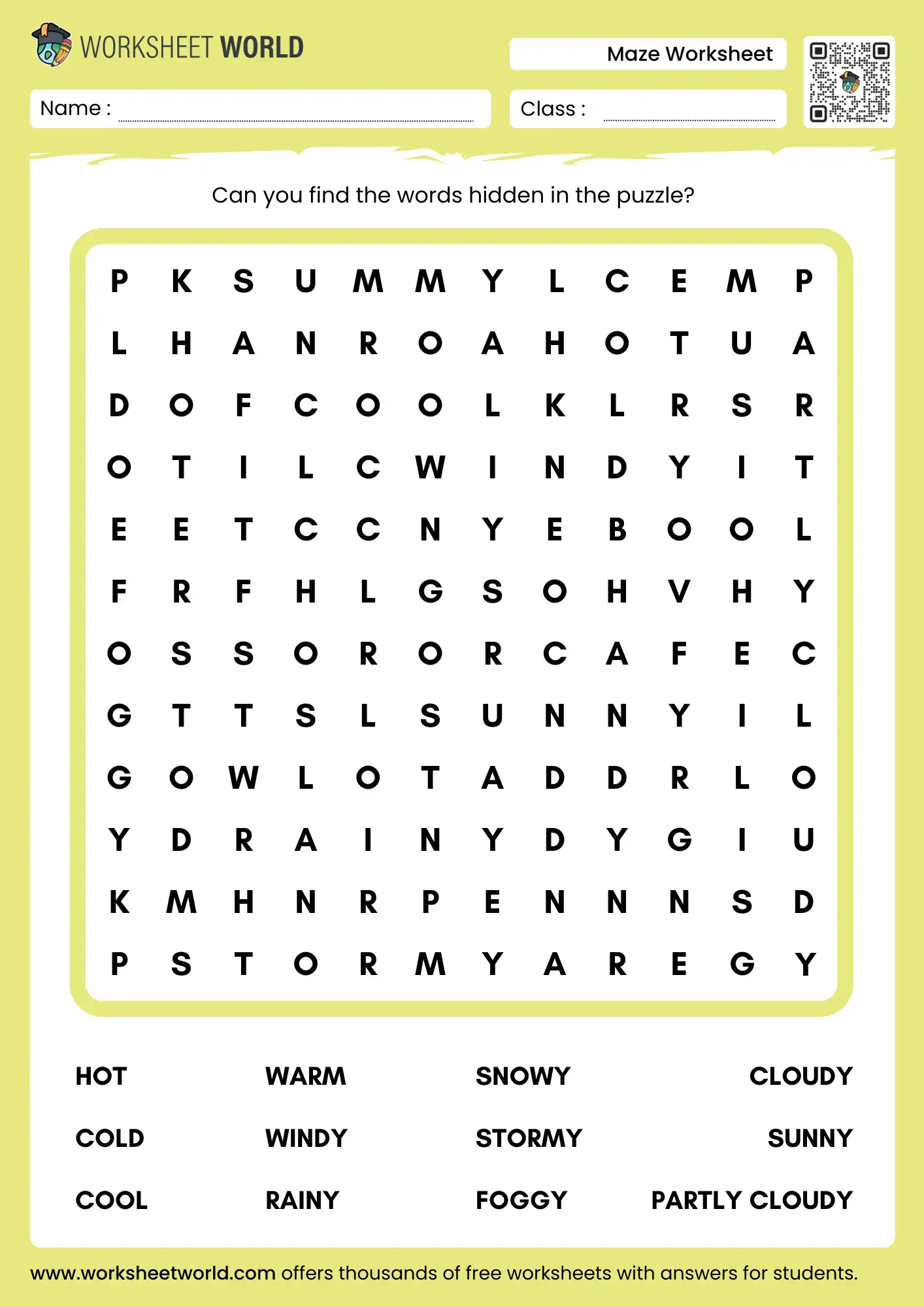 weather word search puzzle worksheet for class 1 students