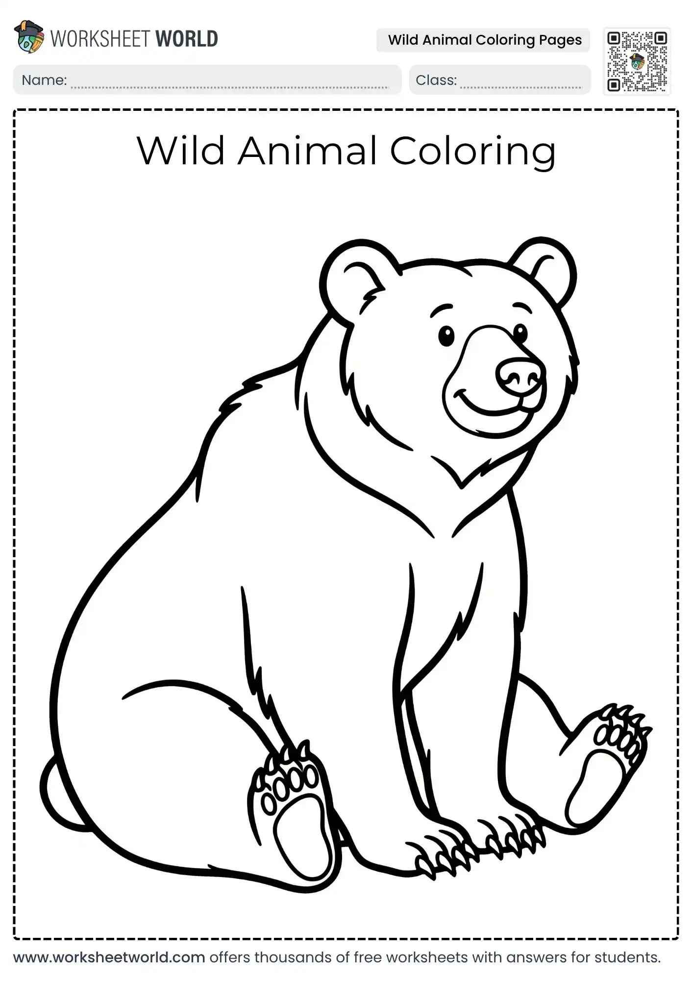 simple wild animal coloring pages containing a happy sitting grizzly bear