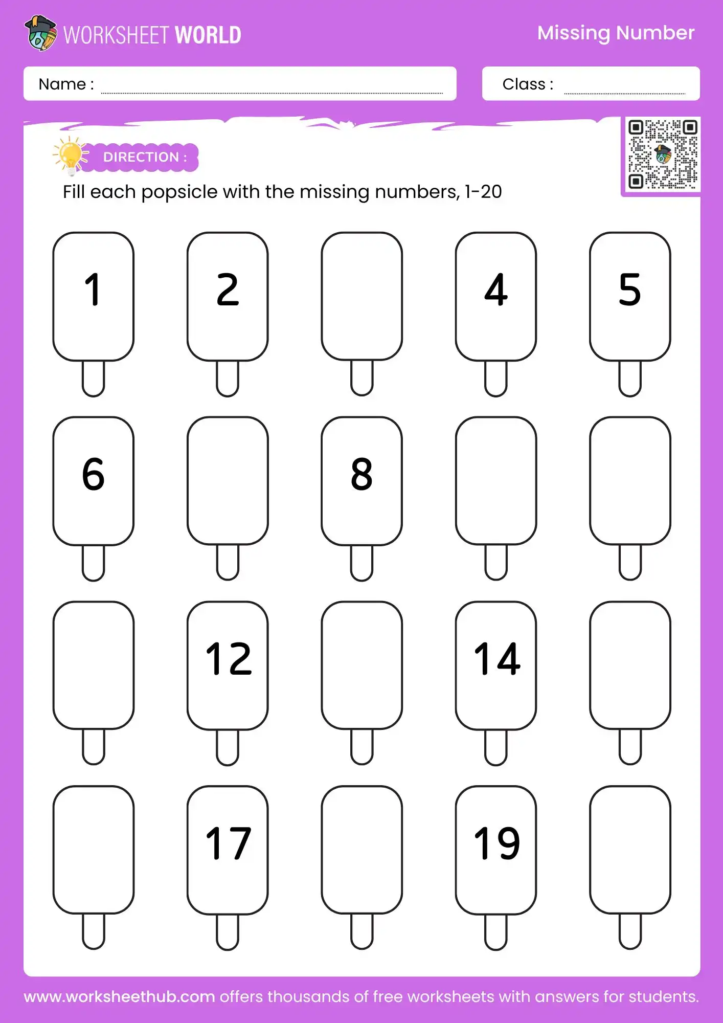 write the missing number worksheet