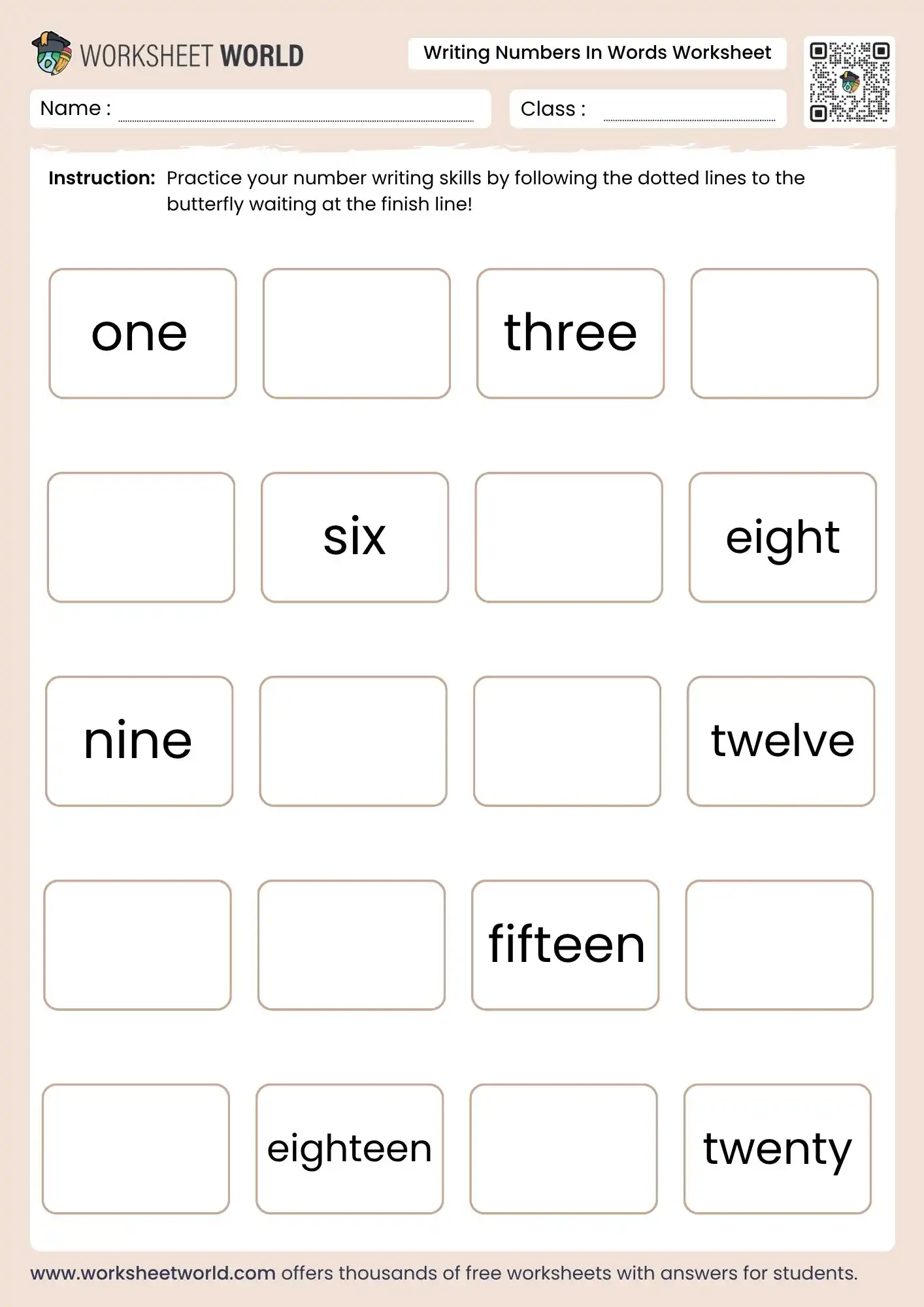 writing numbers in words worksheets kindergarten practice